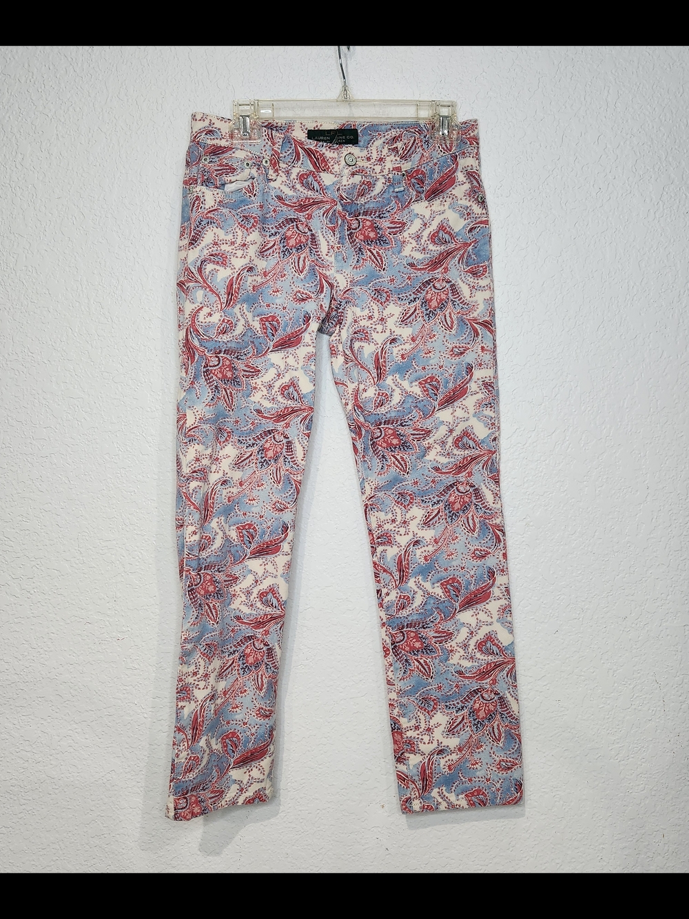 Lauren Ralph Lauren Paisley Skinny Jeans in Red, Blue & Cream